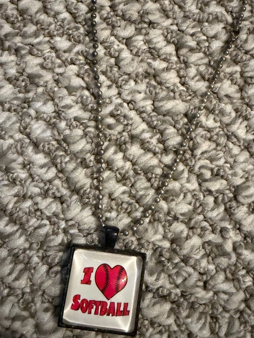 I Heart Softball Pink Pendant Necklace Accessory